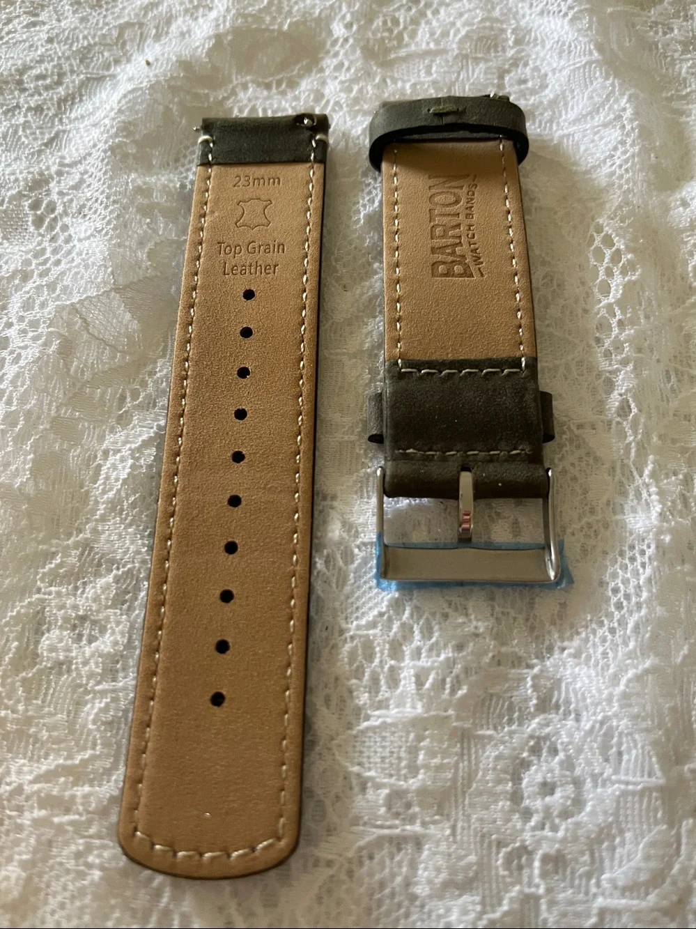 Olive Green Leather Watch Strap - Men’s Accessory